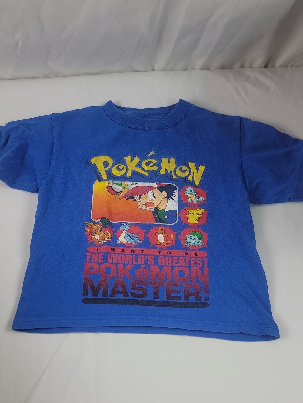 Vintage Y2k Blue Pokémon Kids Graphic T-Shirt 5/6 Small